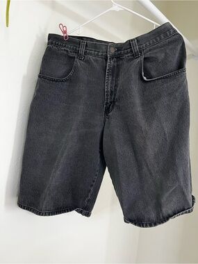 Men's Washed Black Denim Jean Shorts - Casual Five-Pocket